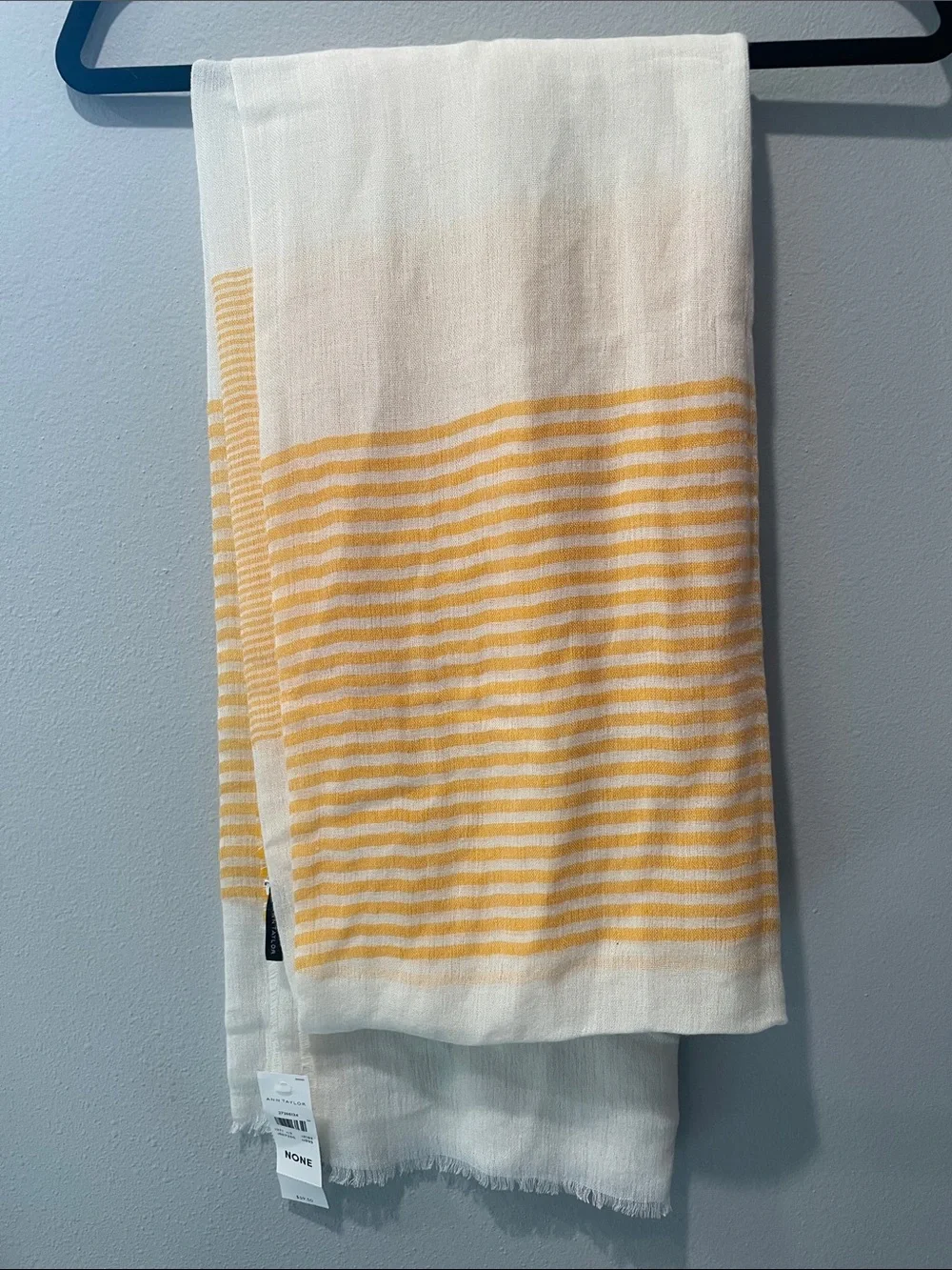 Ann Taylor Striped Yellow and White Lightweight Scarf NWT